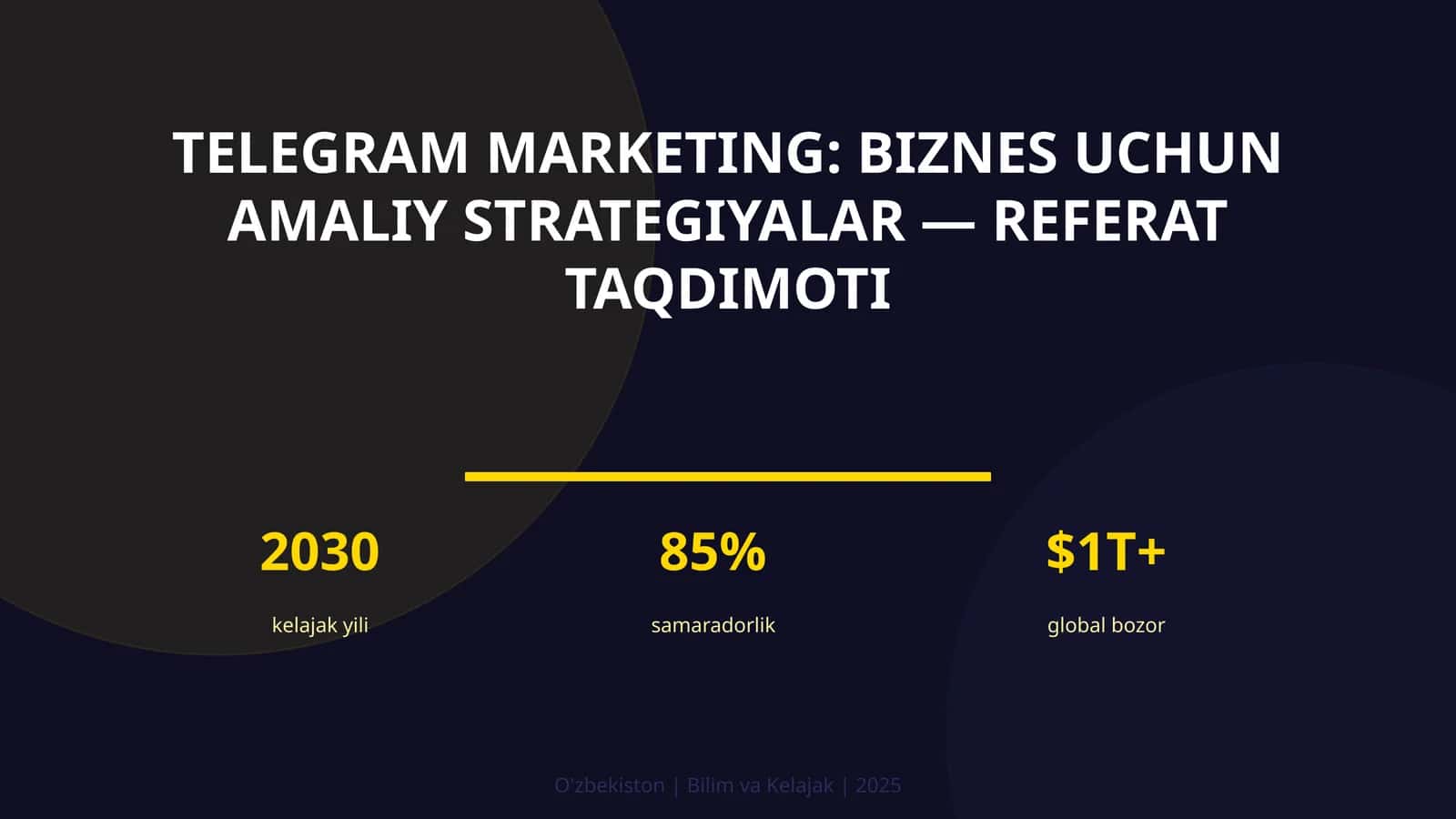 Telegram marketing: biznes uchun amaliy strategiyalar — referat taqdimoti 1