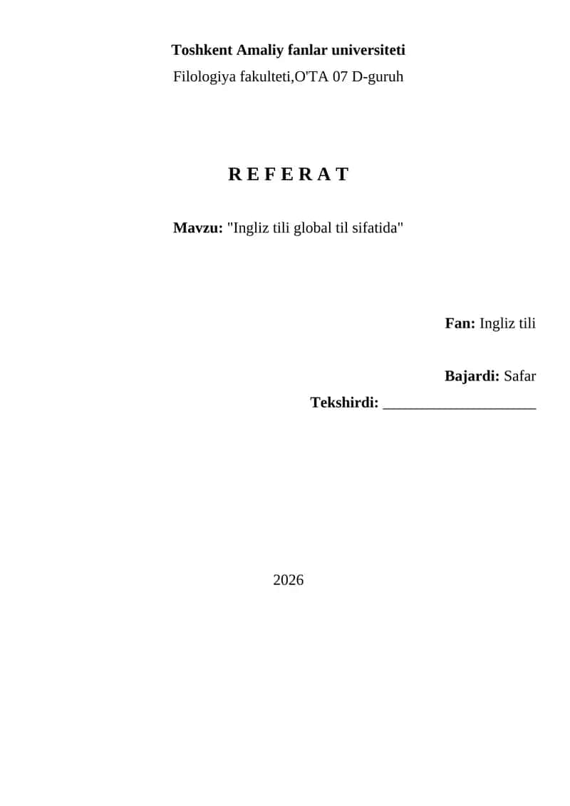 Ingliz tili global til sifatida 1