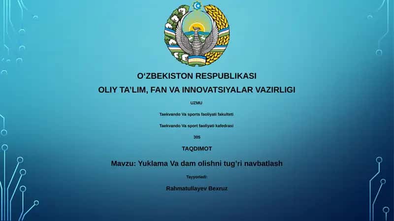Yuklama Va dam olishni tug’ri navbatlash 1