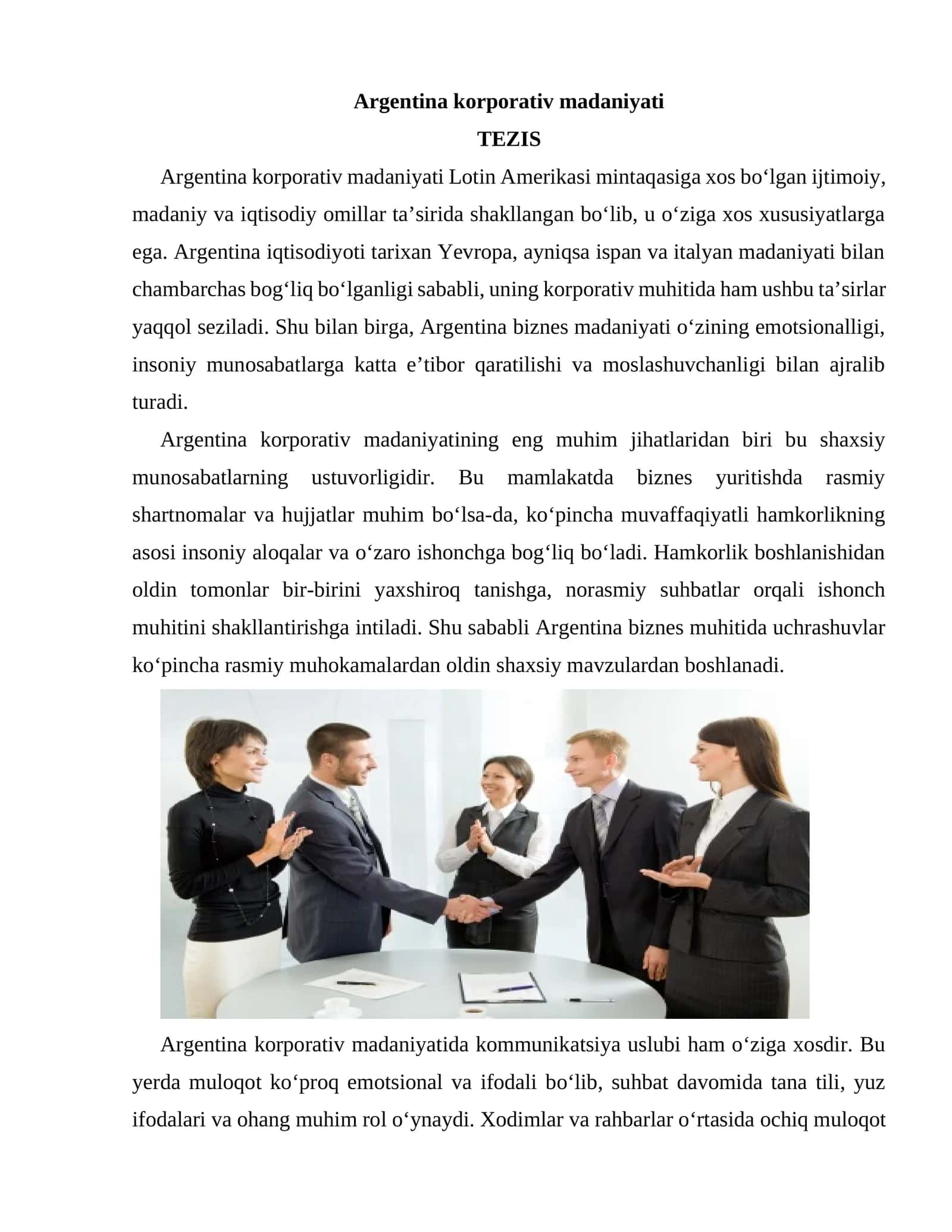 Argentina korporativ madaniyati 1
