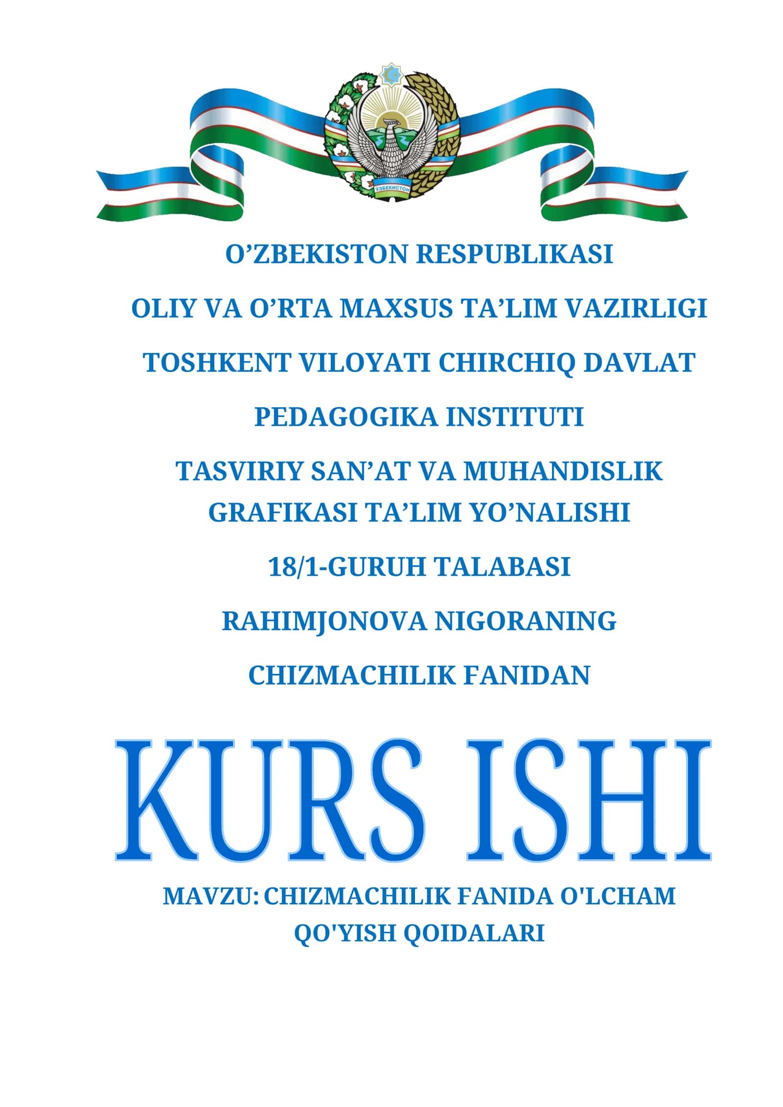 CHIZMACHILIK FANIDA O'LCHAM QO'YISH QOIDALARI 1