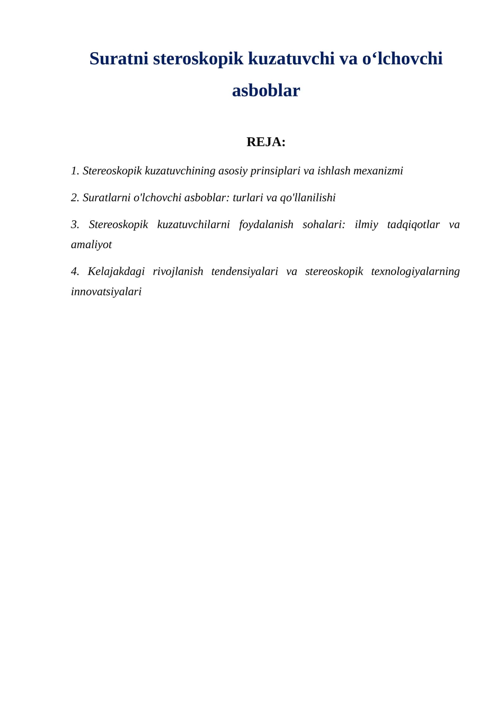 Suratni steroskopik kuzatuvchi va oʻlchovchi asboblar 1
