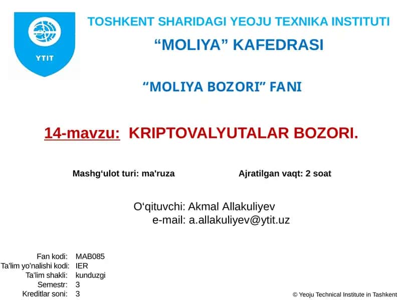 KRIPTOVALYUTALAR BOZORI 1