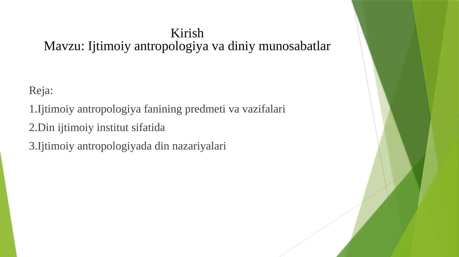 Ijtimoiy antropologiya va diniy munosabatlar 1