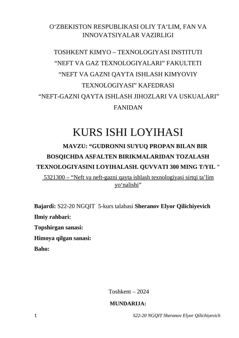 NEFT VA GAZNI QAYTA ISHLASH JIHOZLARI VA USKUALARI 1