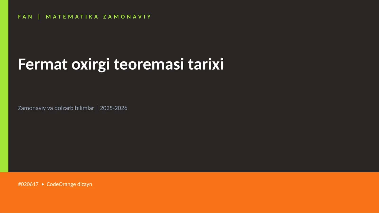 Fermat oxirgi teoremasi tarixi 1