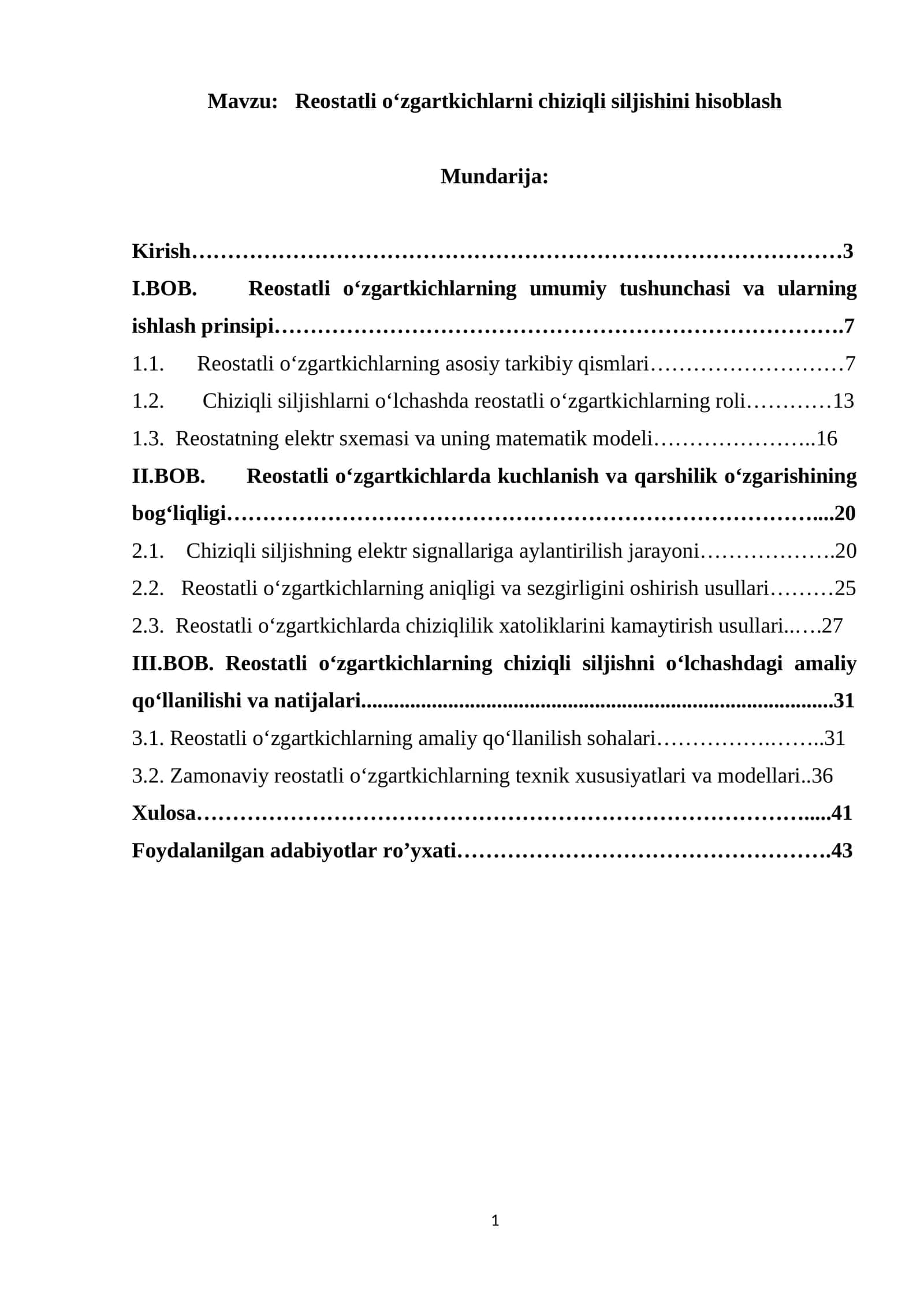 Reostatli o‘zgartkichlarni chiziqli siljishini hisoblash 1