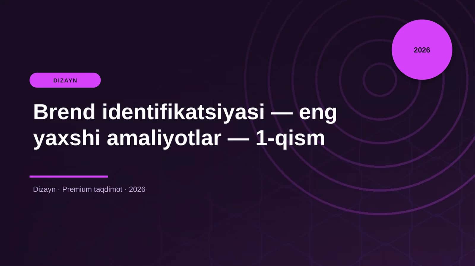 Brend identifikatsiyasi — eng yaxshi amaliyotlar — 1-qism 1