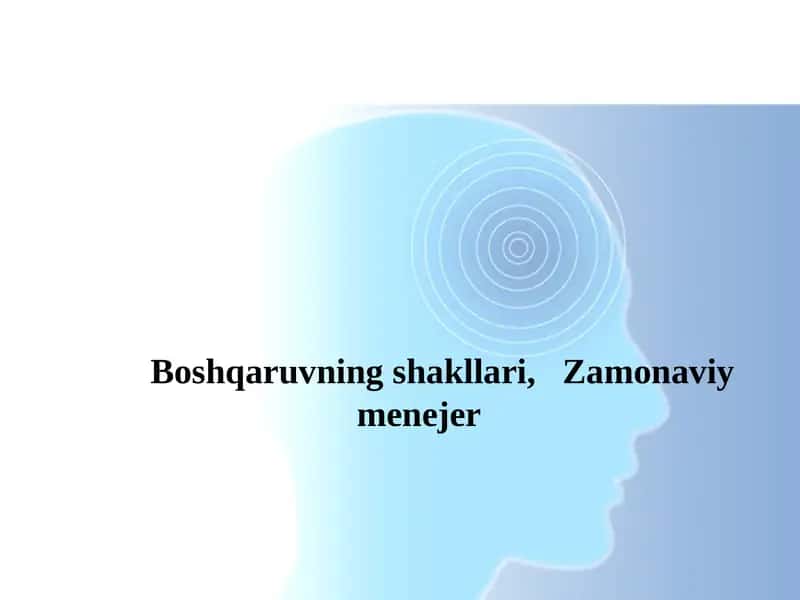 Boshqaruvning shakllari,   Zamonaviy menejer 1