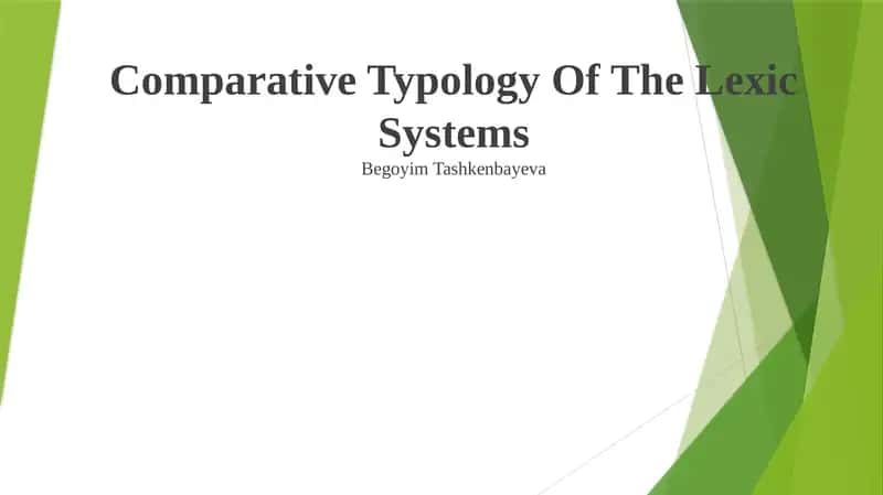 Comparative Typology Of The Lexic Systems 1