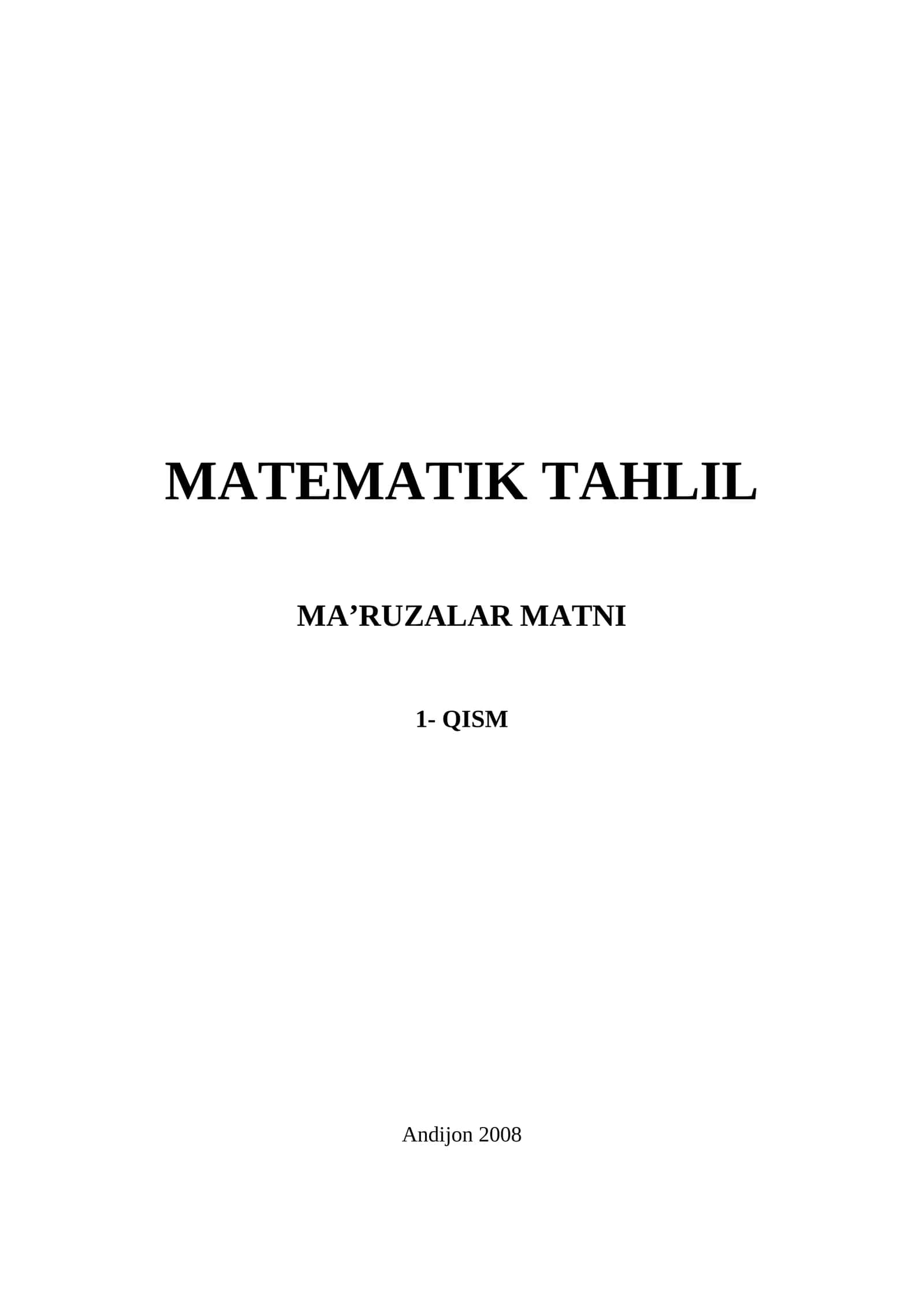 MATEMATIK TAHLIL 1