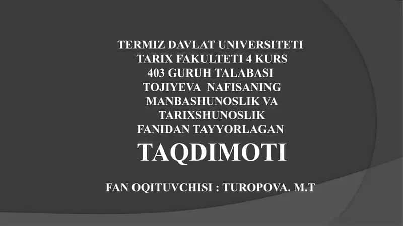 O'zbekiston tarixshunoslik fanining alohida soha sifatida rivojlanishi 1