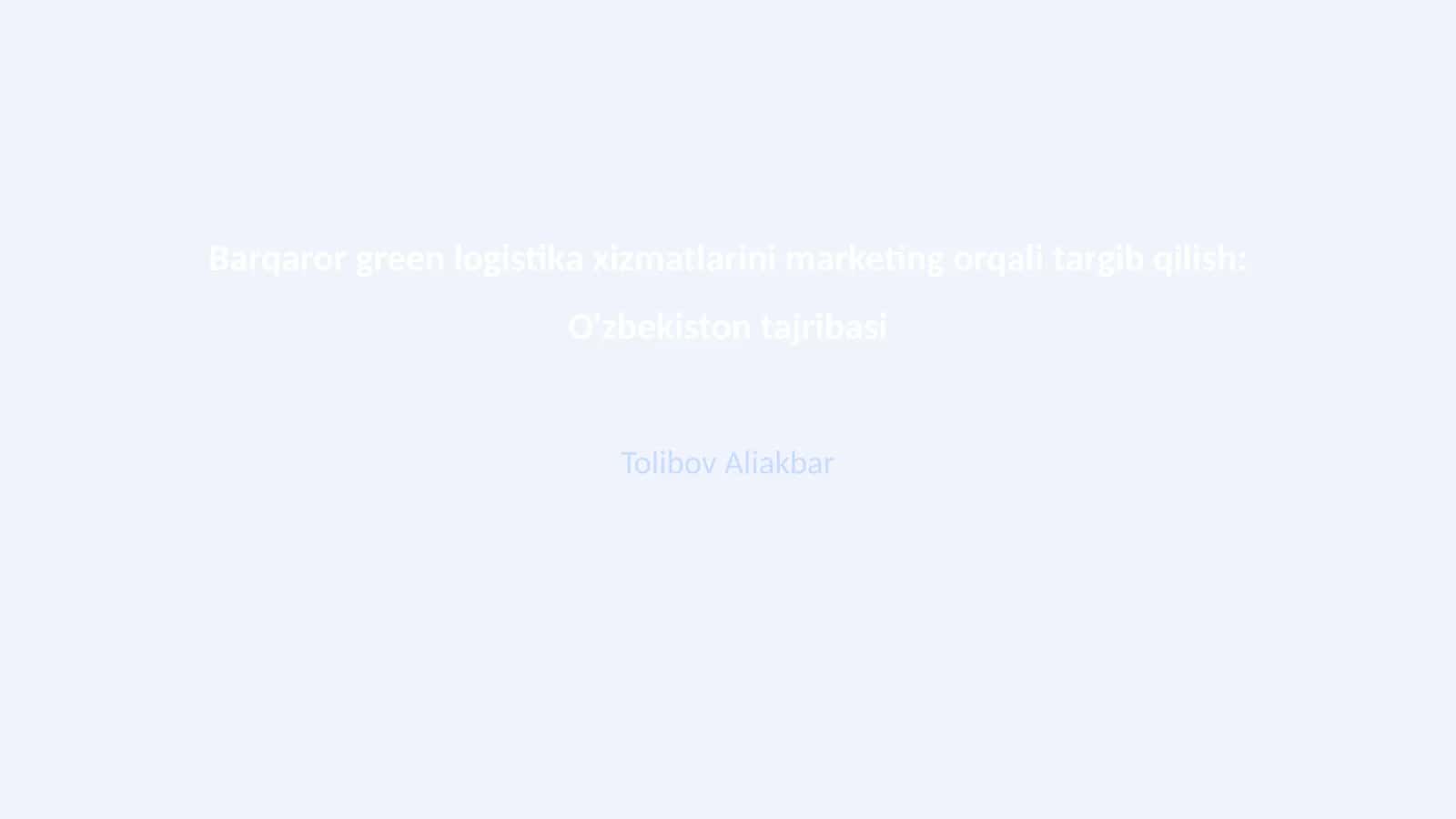 Barqaror green logistika xizmatlari 1