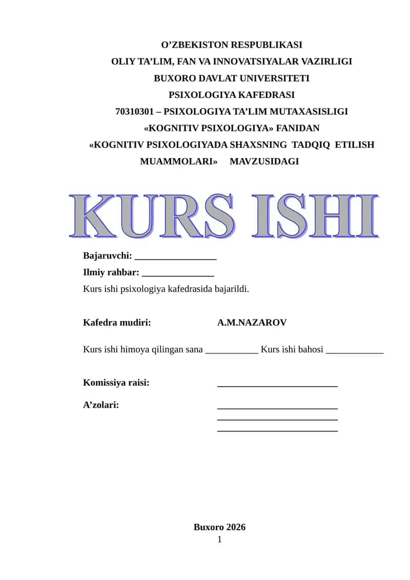 KOGNITIV PSIXOLOGIYADA SHAXSNING TADQIQ ETILISH MUAMMOLARI 1