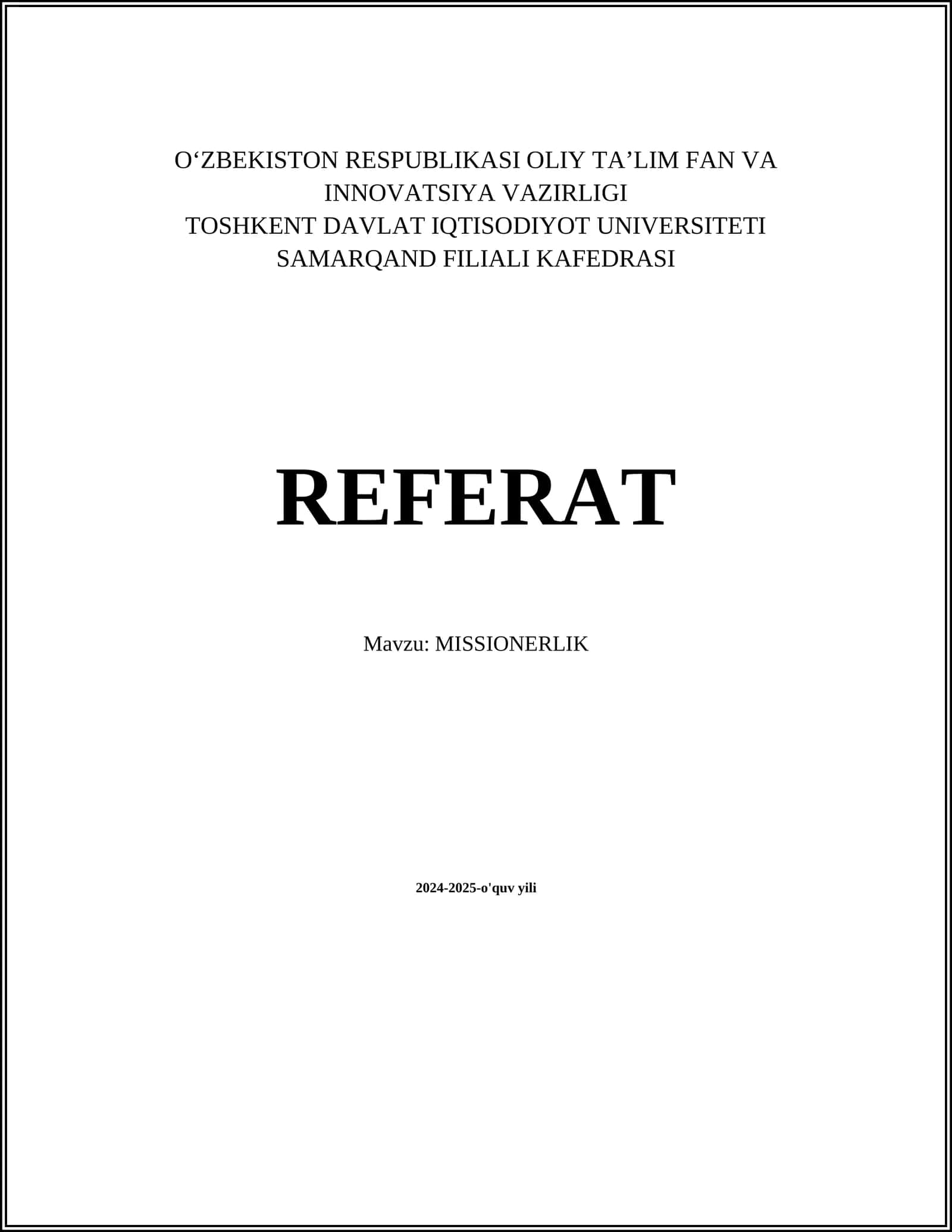 MISSIONERLIK 1