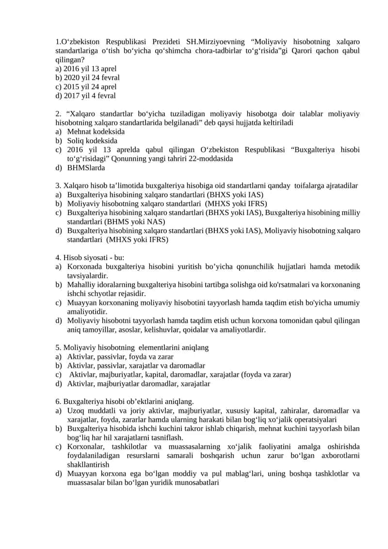 Xalqaro standartlar bo‘yicha tuziladigan moliyaviy hisobot 1