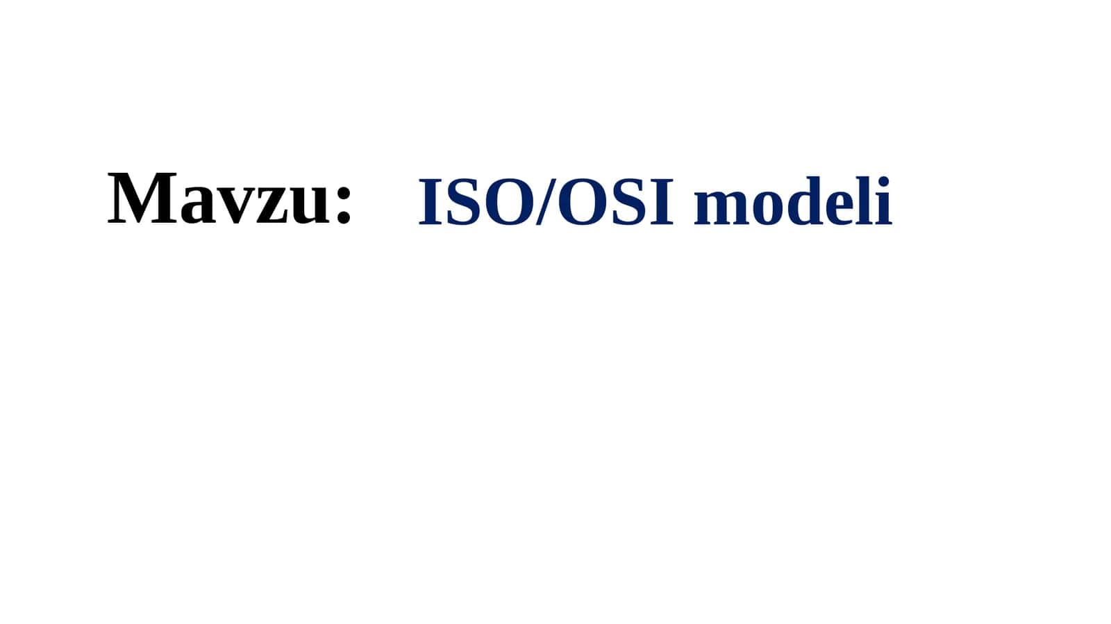 ISO/OSI modeli 1