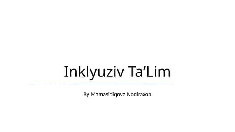 Inklyuziv TaʼLim 1