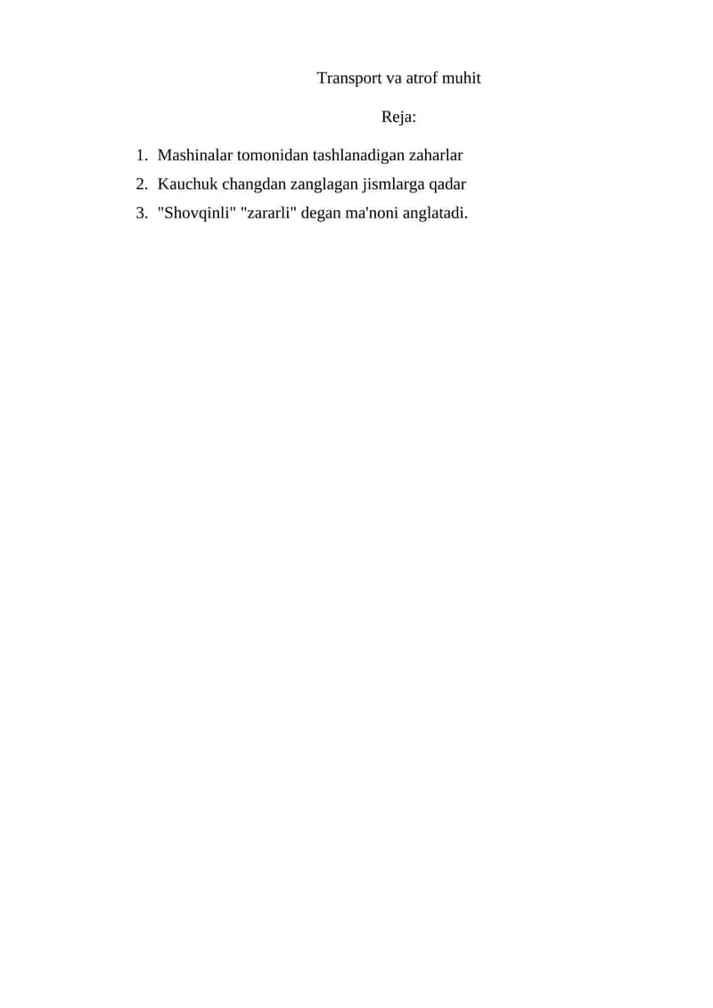 Atrof-Muhit Transport Muammolari 1
