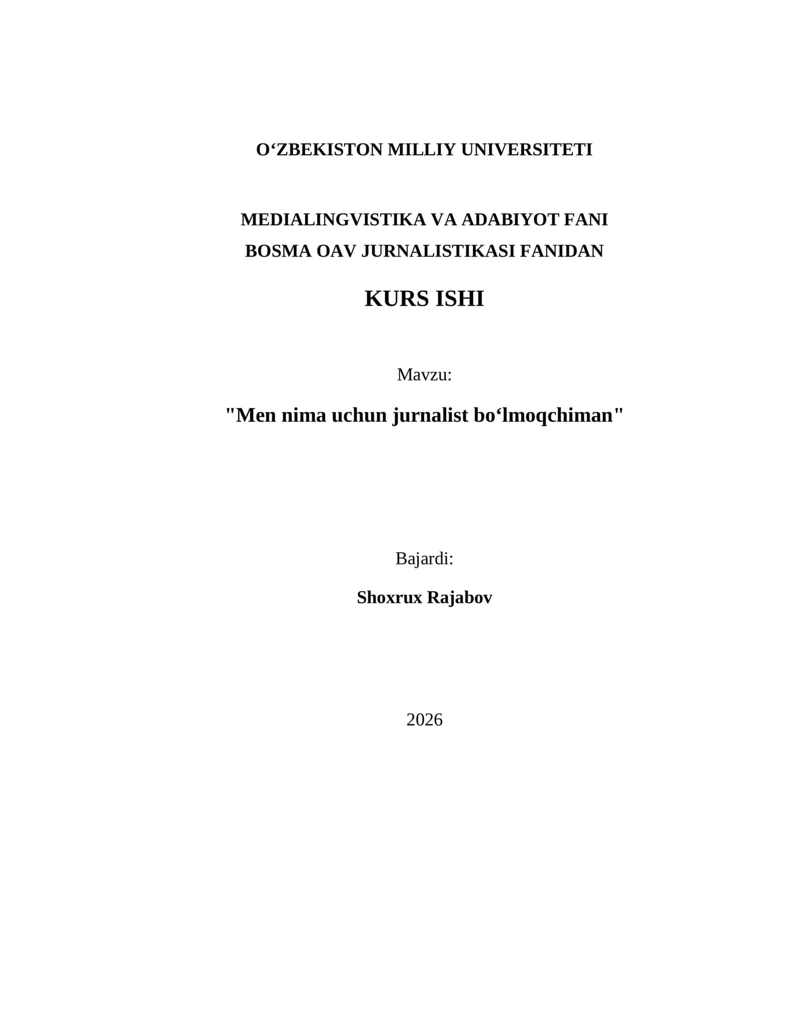 "Men nima uchun jurnalist boʻlmoqchiman" 1