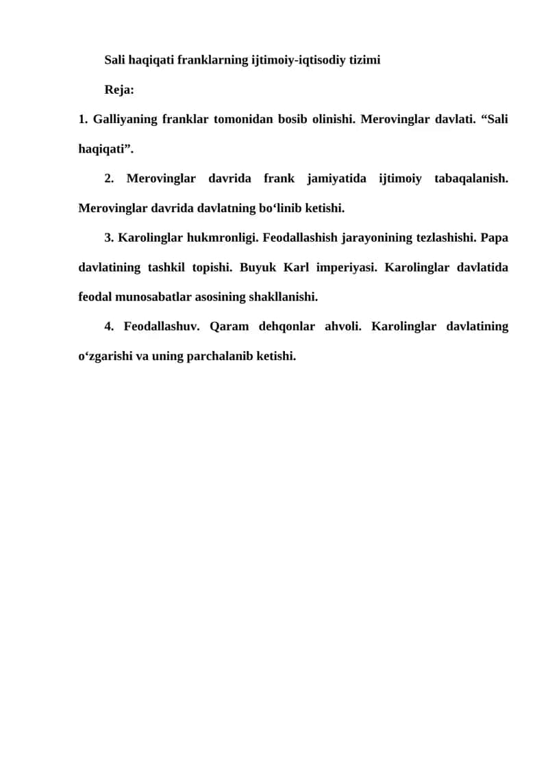 Sali haqiqati franklarning ijtimoiy-iqtisodiy tizimi 1