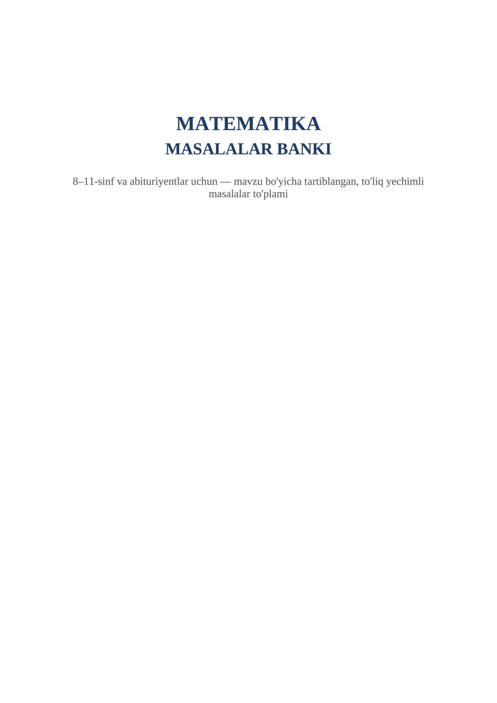 MATEMATIKA MASALALAR BANKI 1
