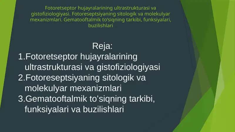 Fotoretseptor hujayralarining ultrastrukturasi va gistofiziologiyasi 1