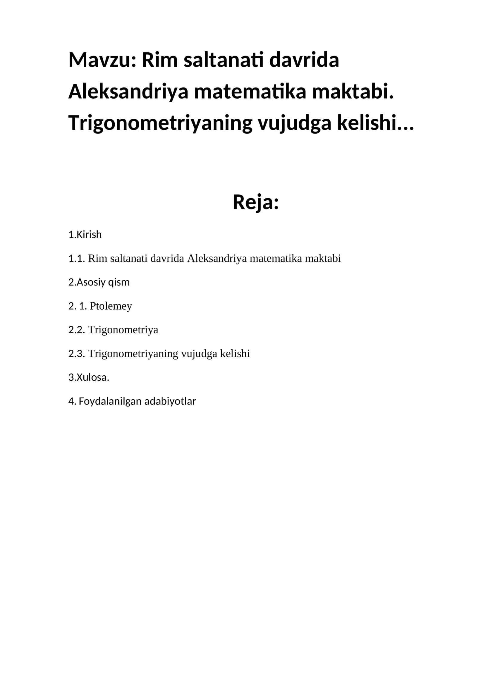 Rim saltanati davrida Aleksandriya matematika maktabi 1