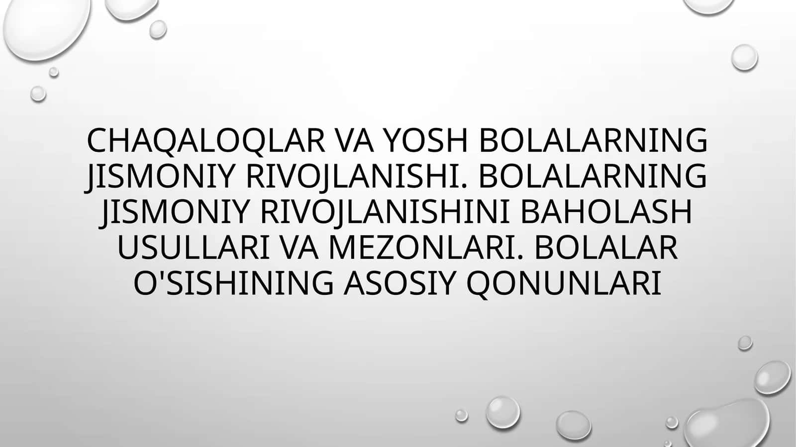JISMONIY RIVOJLANISH –IRSIY OMILLAR VA ATROF MUHIT SHAROITLARI BILAN BOG’LIQ RIVOJLANISH VA RIVOJLANISH JARAYONLARINI TAVSIFLOVCHI MORFOLOGIK VA FUNKSIONAL XUSUSIYATLAR TO’PLAMI 1