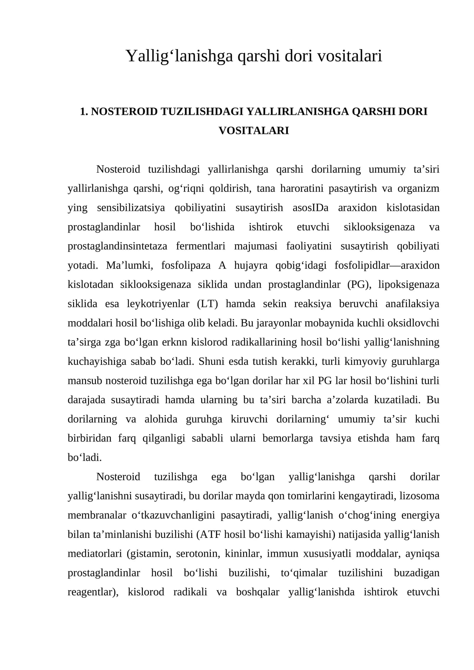 Yallig‘lanishga qarshi dori vositalari 1