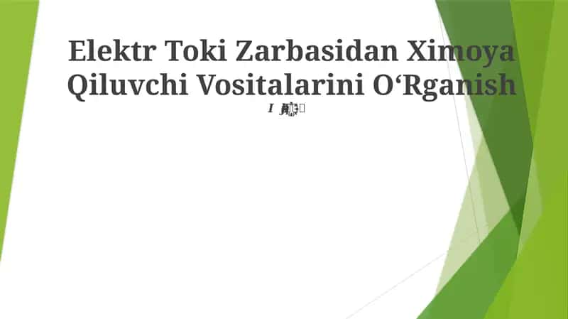 Elektr Toki Zarbasidan Ximoya Qiluvchi Vositalarini OʻRganish 1