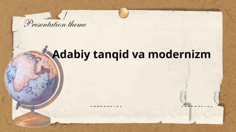 Adabiy tanqid va modernizm 1