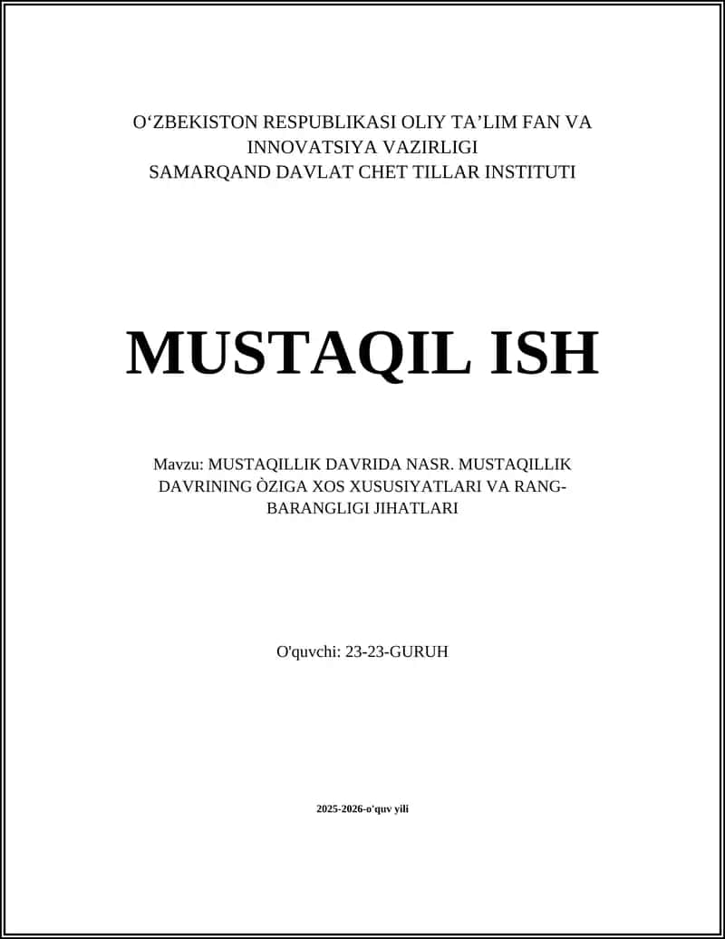 MUSTAQILLIK DAVRIDA NASR 1