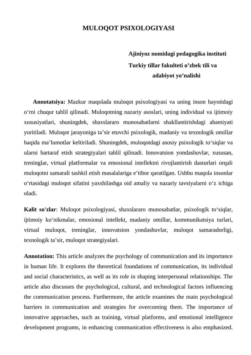 MULOQOT PSIXOLOGIYASI 1