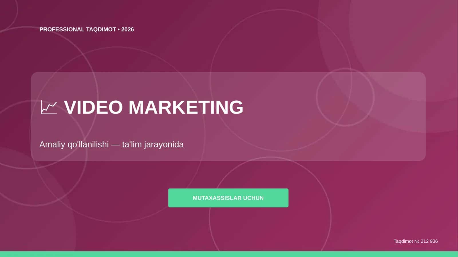 Video Marketing: Amaliy qo'llanilishi (ta'lim jarayonida) [mutaxassislar uchun] 1