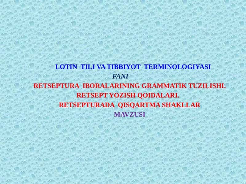Retseptura Iboralarining Grammatik Tuzilishi 1