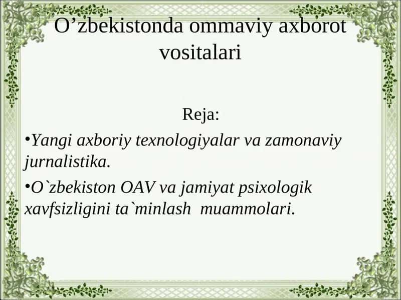 O'zbekistonda ommaviy axborot vositalari 1