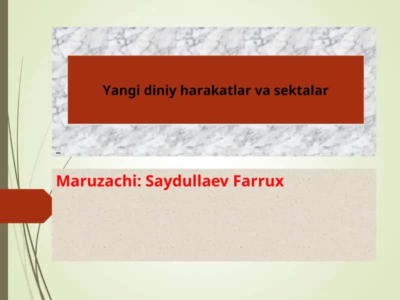 Yangi diniy harakatlar va sektalar 1