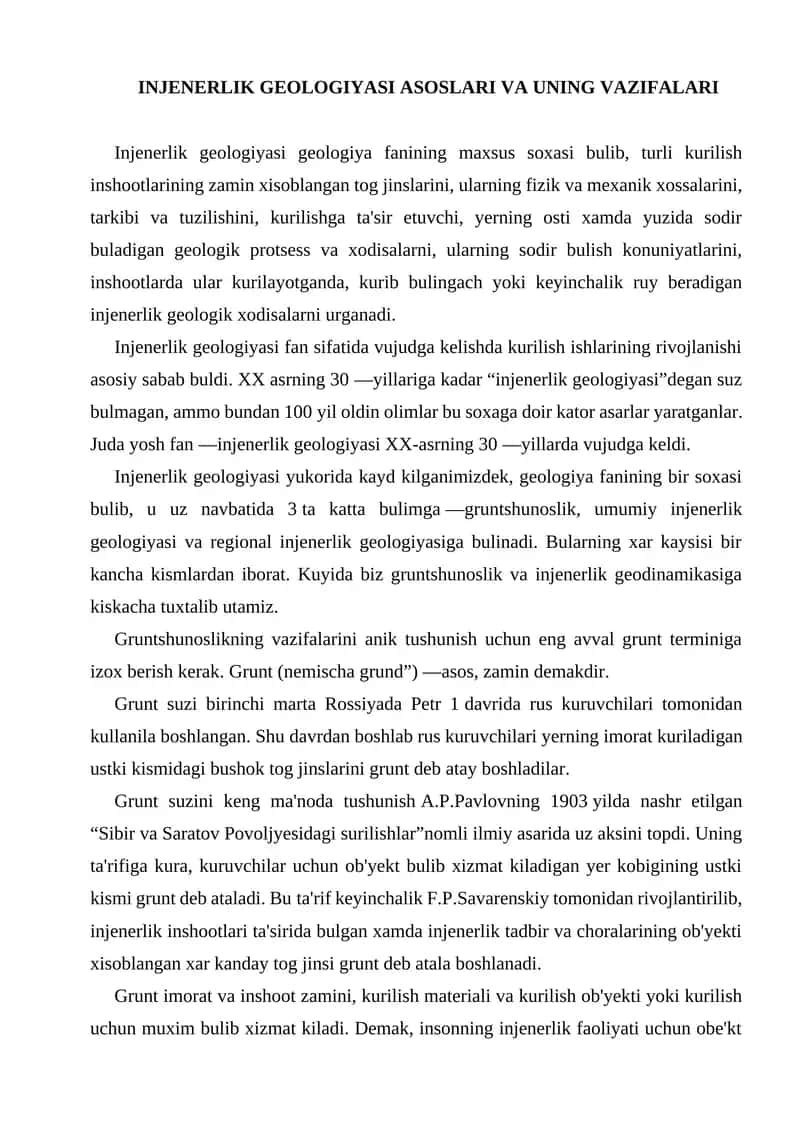 Injenerlik Geologiyasi Asoslari 1