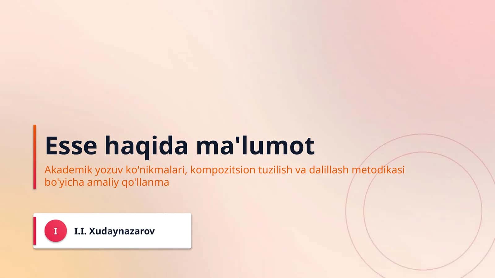 Esse haqida ma'lumot 1