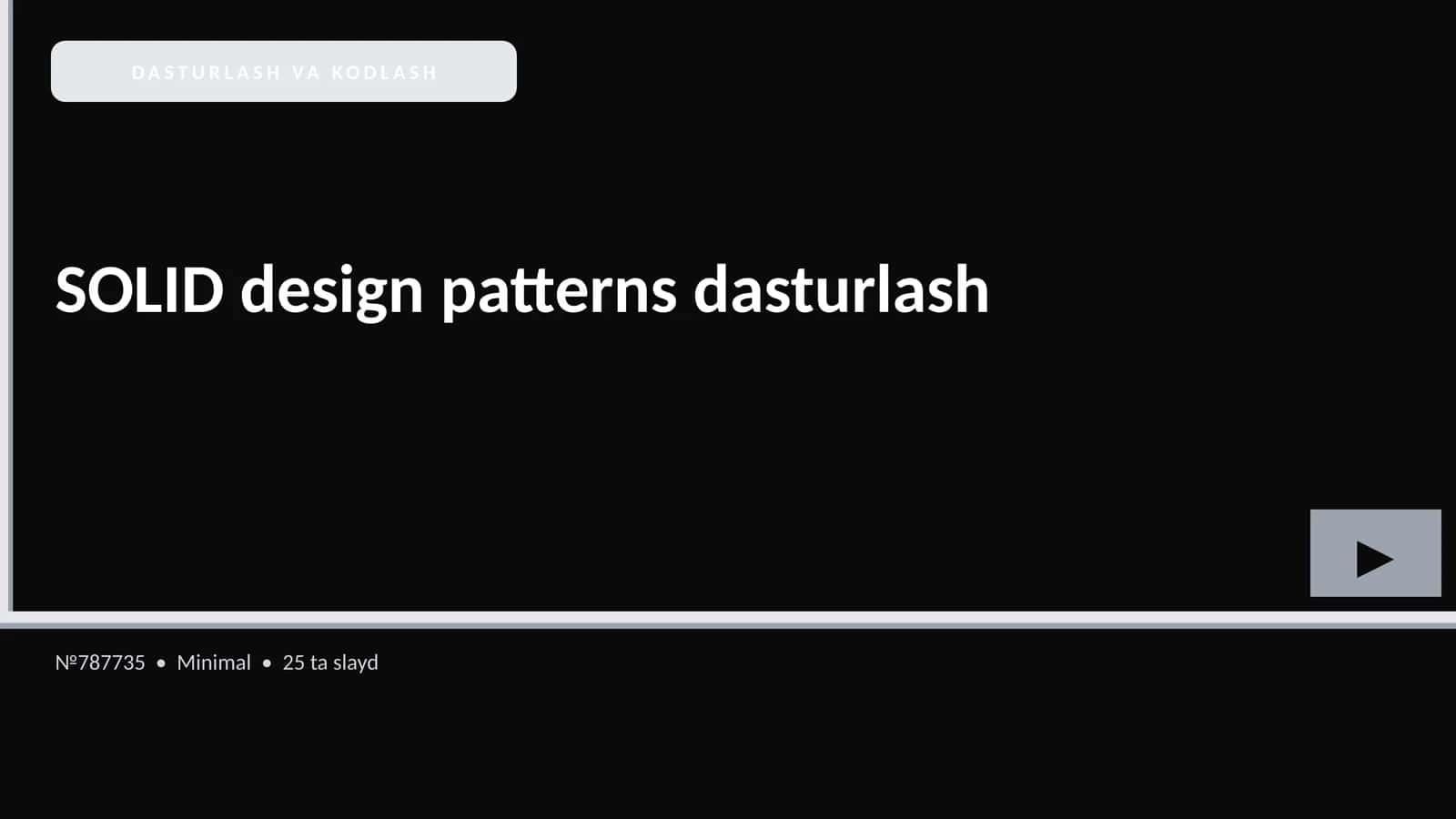 SOLID design patterns dasturlash 1