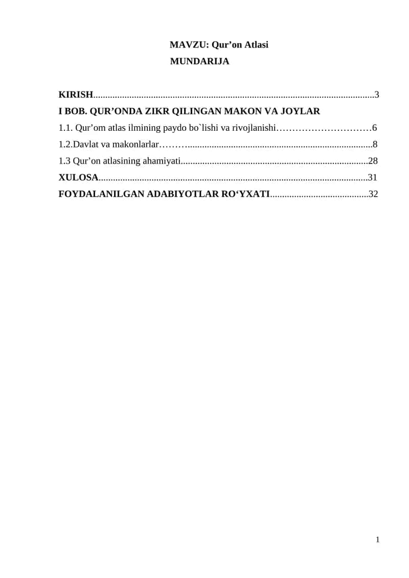 Qur’on Atlasi 1