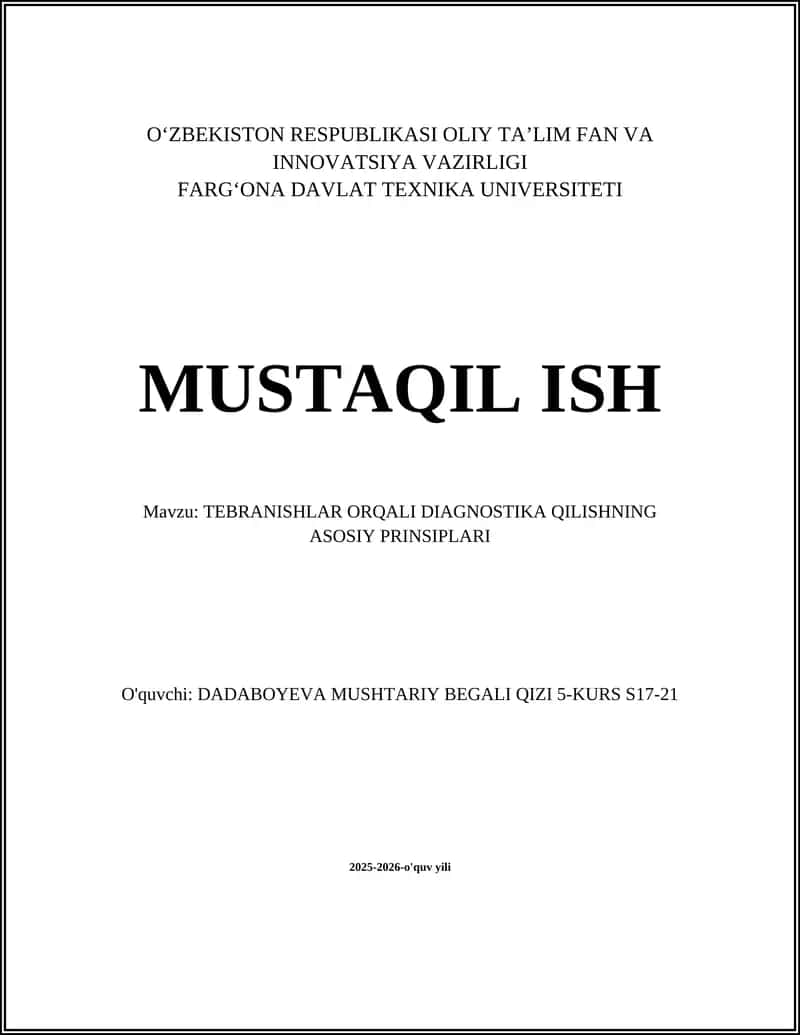 TEBRANISHLAR ORQALI DIAGNOSTIKA QILISHNING ASOSIY PRINSIPLARI 1