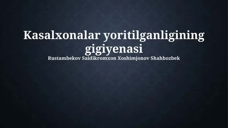 Kasalxonalar yoritilganligining gigiyenasi 1