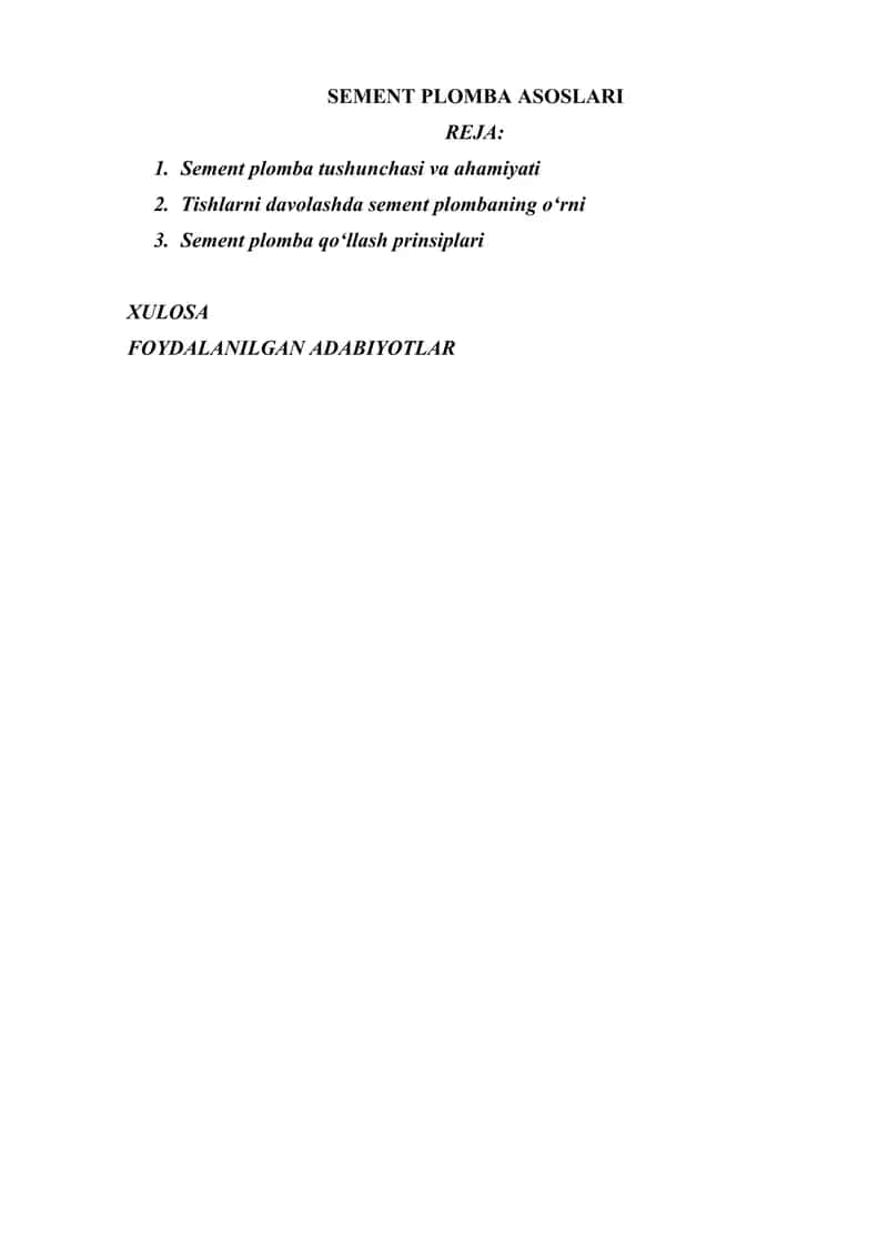 SEMENT PLOMBA ASOSLARI 1