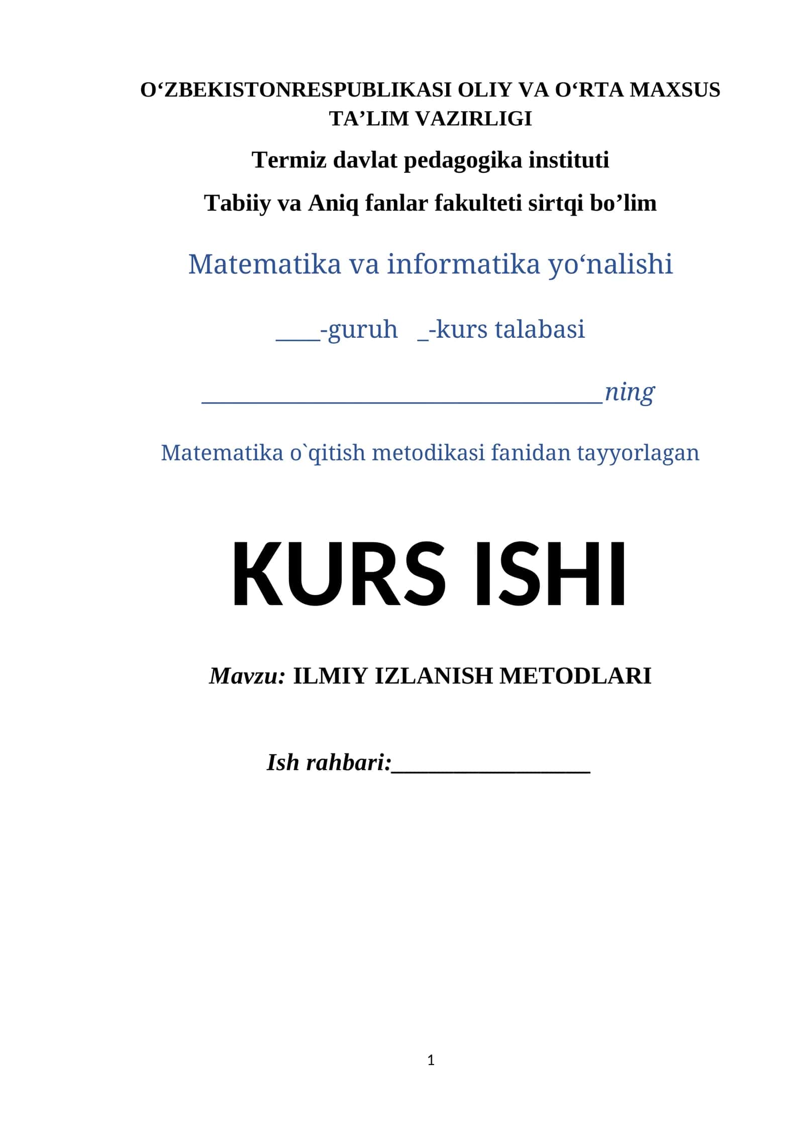 ILMIY IZLANISH METODLARI 1