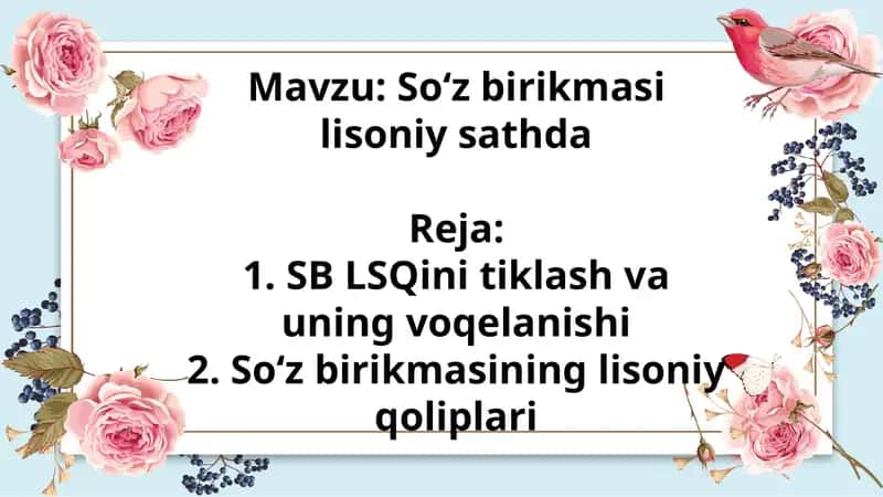 Soʻz birikmasi lisoniy sathda 1