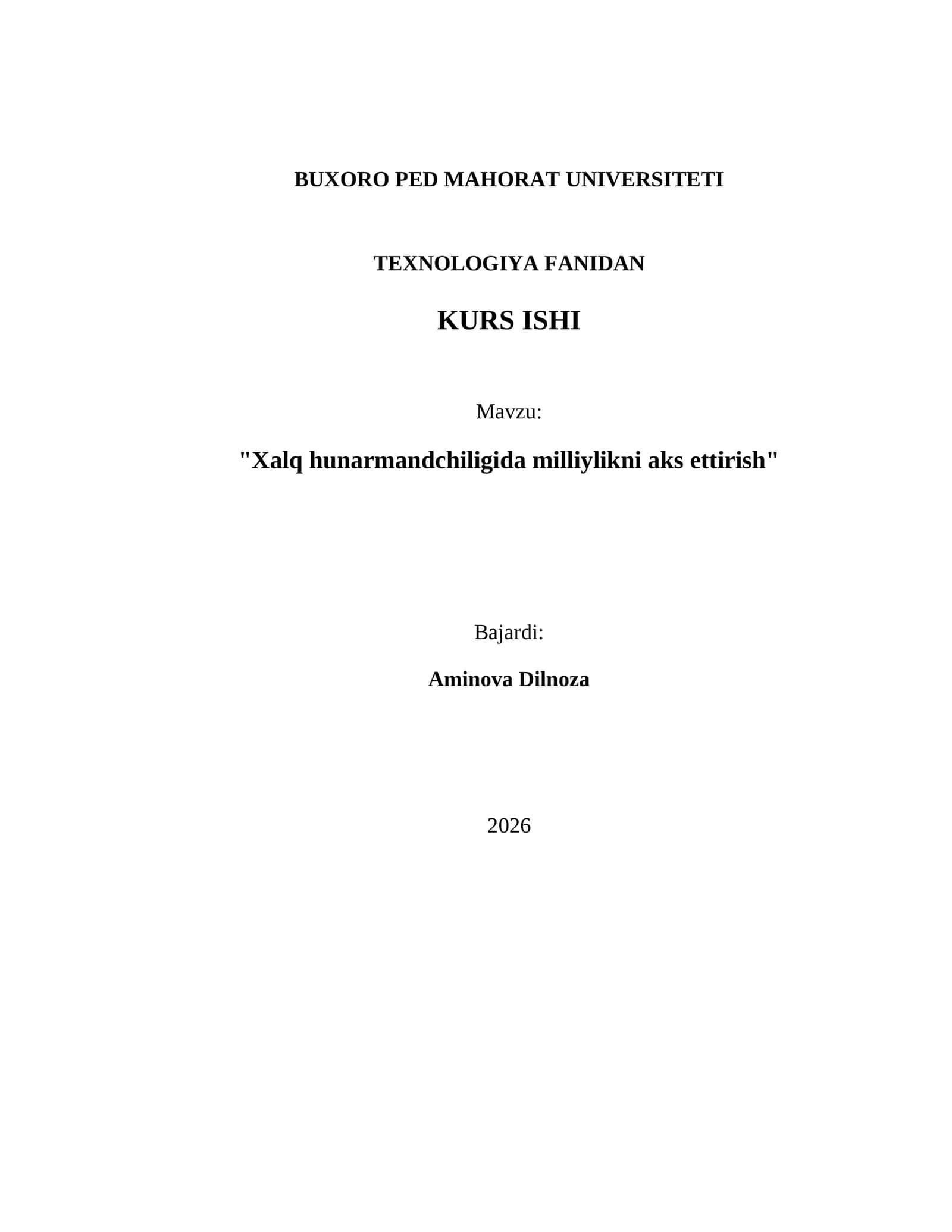 "Xalq hunarmandchiligida milliylikni aks ettirish" 1