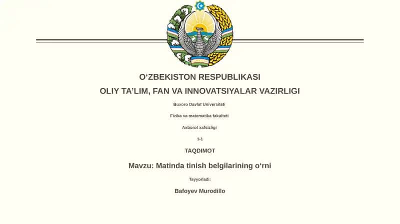 Matinda tinish belgilarining oʻrni 1