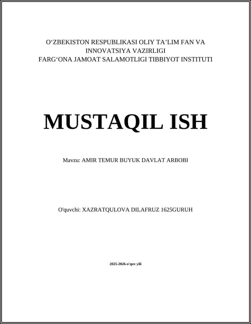 AMIR TEMUR BUYUK DAVLAT ARBOBI 1